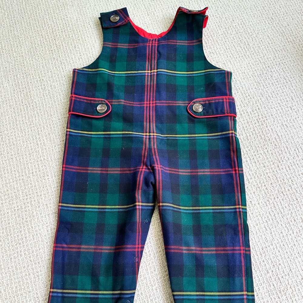 The Beaufort Bonnet Company Green and Blue Plaid Overalls